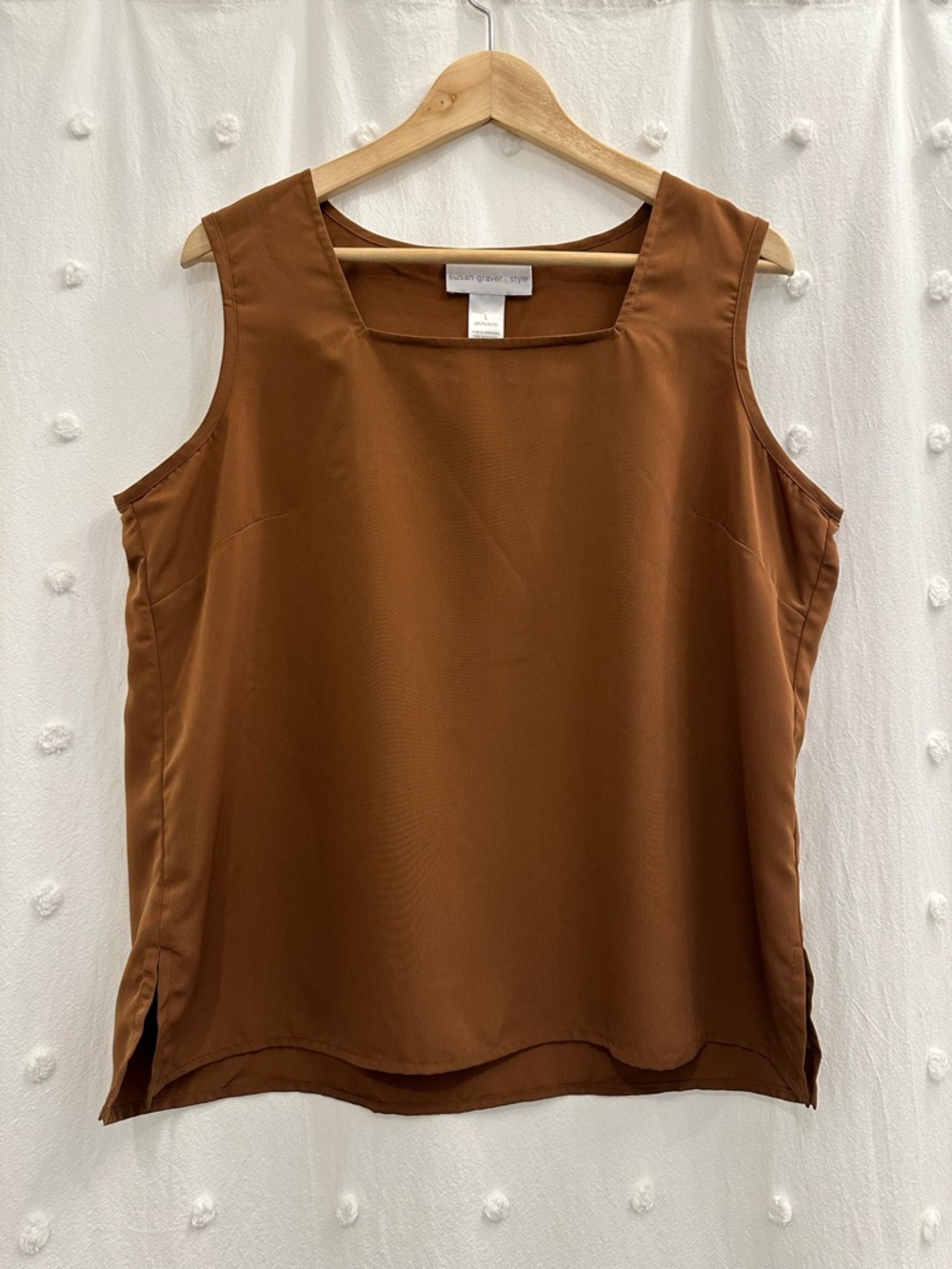 Sleeveless Square Neck Top in Rust Brown